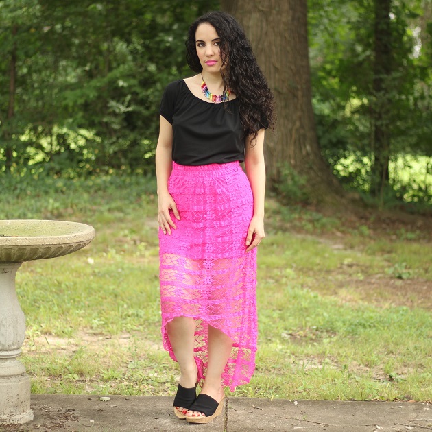 Libertad Green: Pink Lace Skirt