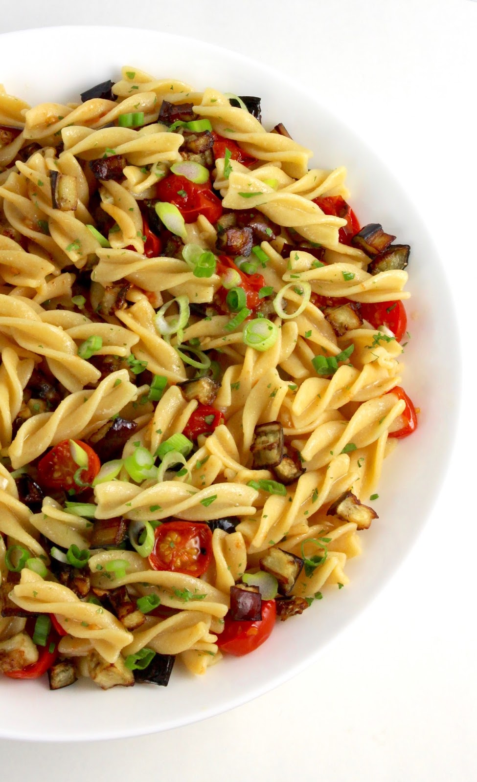 Shakin & Bakin Foodie Blog Chickpea Fusilli with Eggplant, Tomato