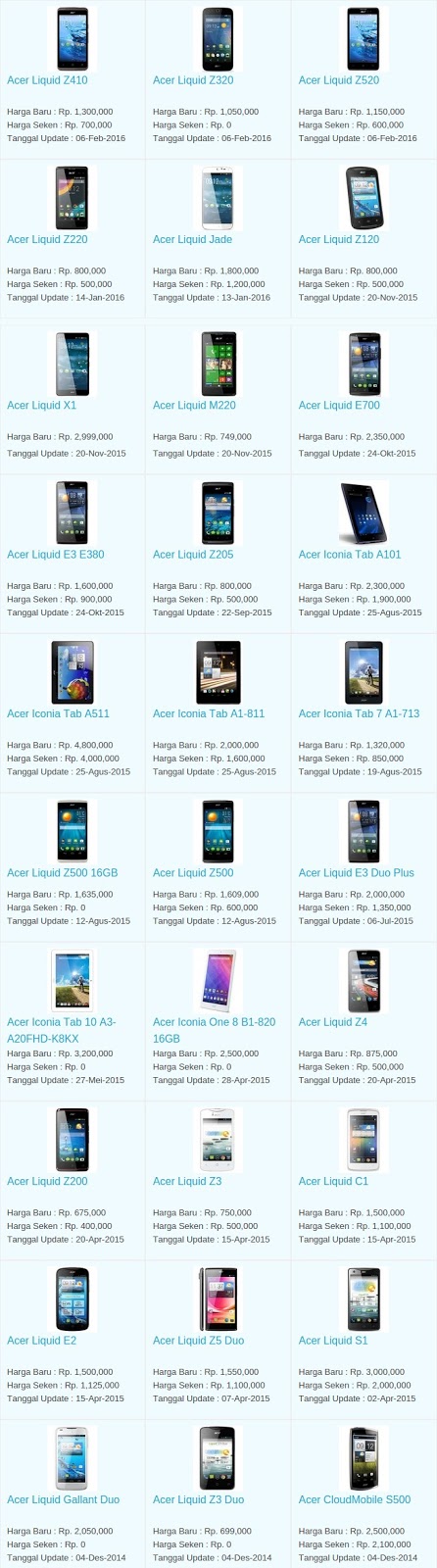 Daftar Harga Terbaru Hp Acer Maret 2016 Daftar Harga Terbaru Hp Acer Maret 2016