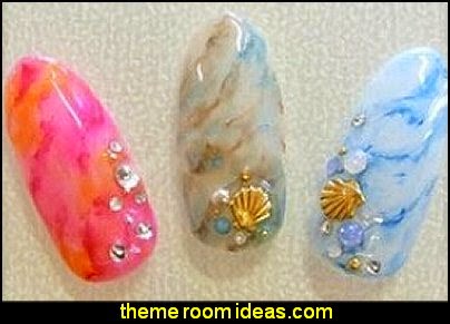 oceran marble themed nail design ideas