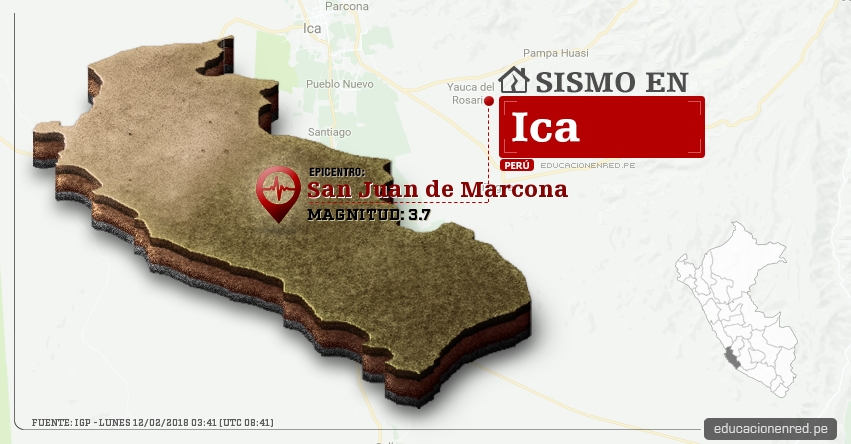 Temblor en Ica de magnitud 3.7 (Hoy Lunes 12 Febrero 2018) Sismo EPICENTRO San Juan de Marcona - Nazca - IGP - www.igp.gob.pe Temblor en Ica de magnitud 3.7 (Hoy Lunes 12 Febrero 2018) Sismo EPICENTRO San Juan de Marcona - Nazca - IGP - www.igp.gob.pe