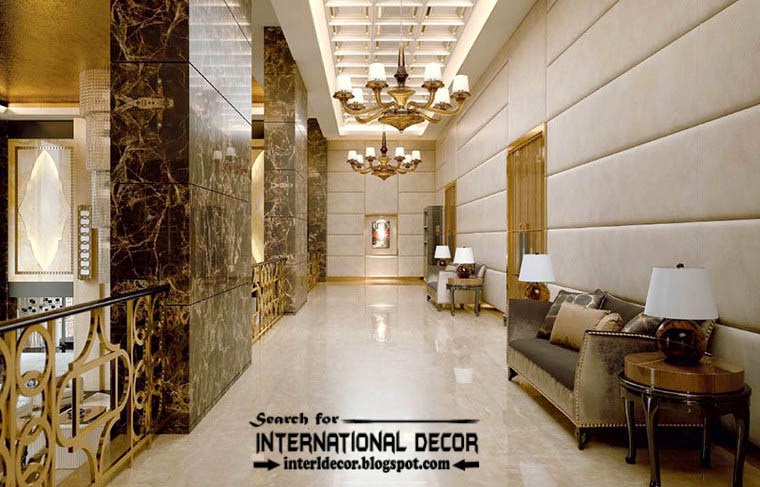 luxury classic public space interior design decor, furniture, ceiling and chandeliers