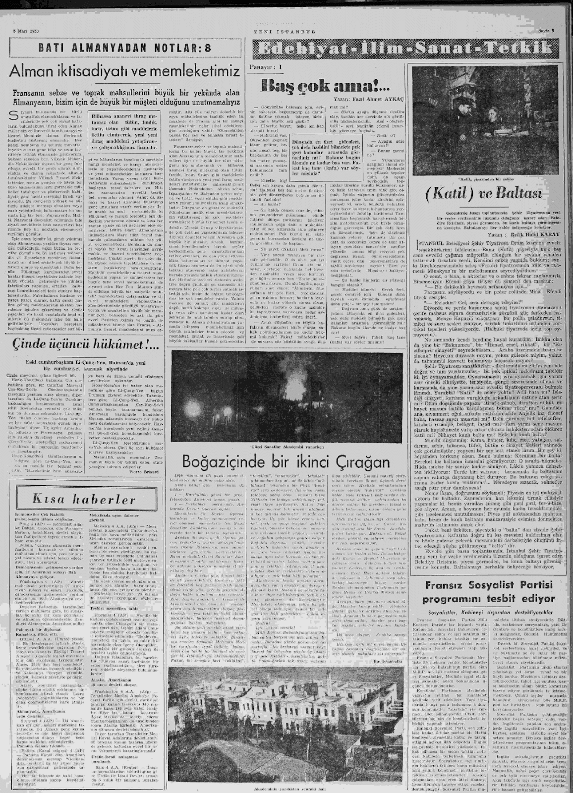 5 mart 1950 yeni istanbul tam metin