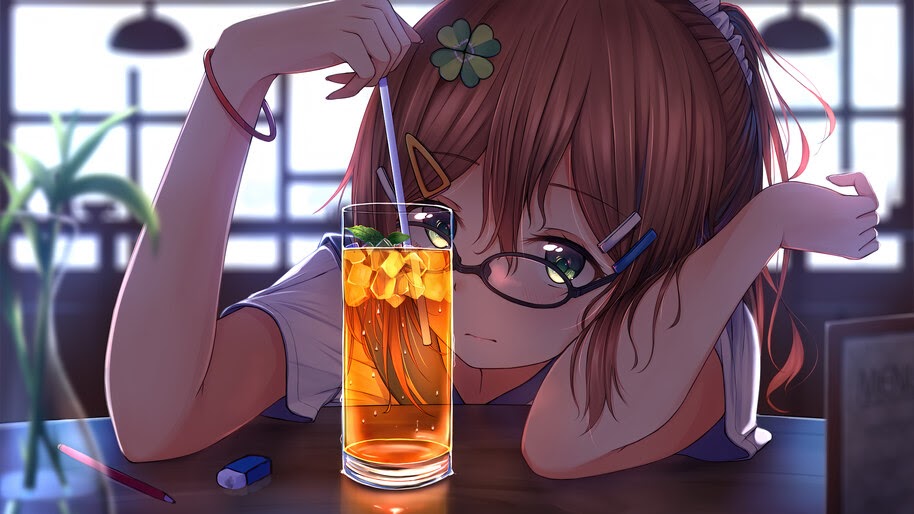 Anime, Cute, Girl, Glasses, 4K, #4.2489