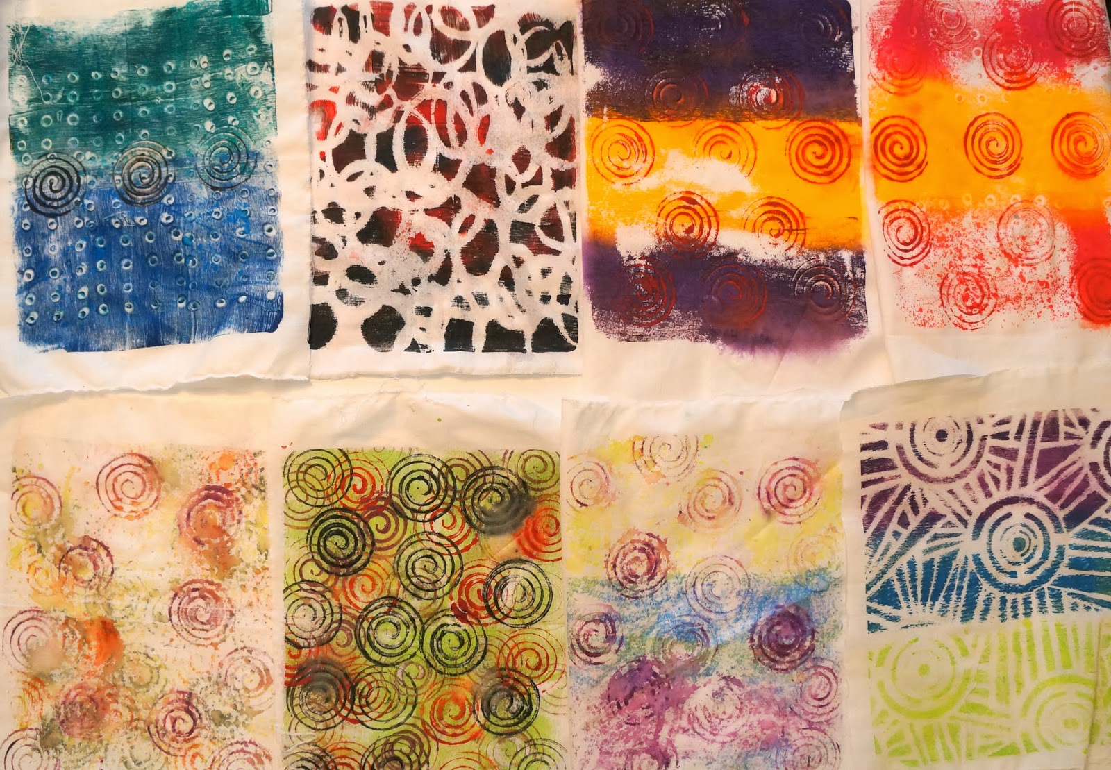 Ginger Wilson Gelli printing on paper and fabric