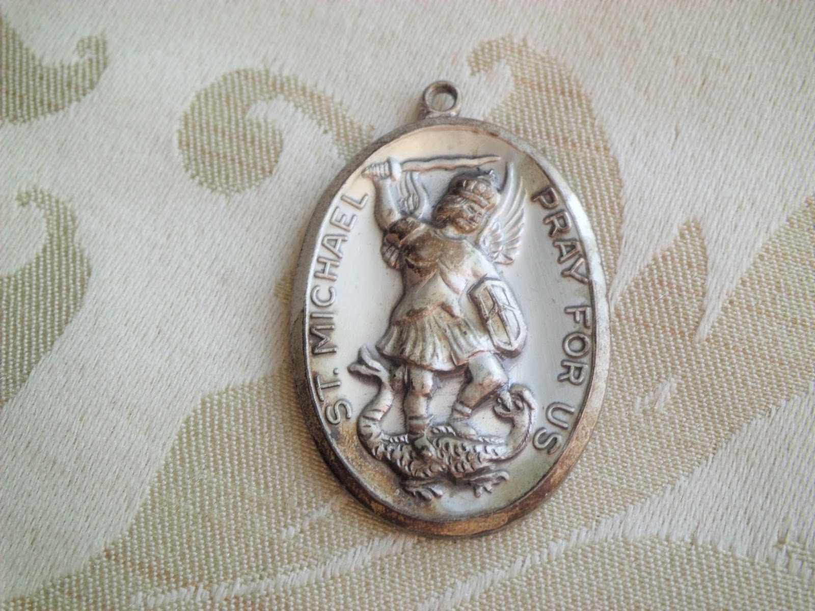 Vintage Religious Medals HUGE Vintage Theda Sterling St Michael the