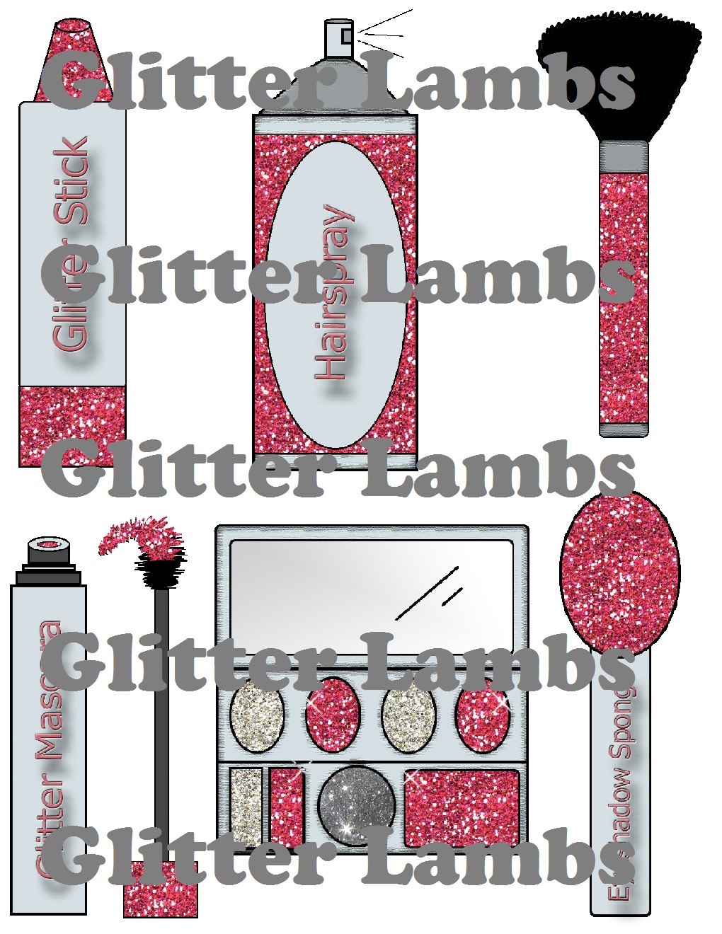 Glitter Lambs Dark Pink Glitter Makeup ClipartRoyalty Free Makeup