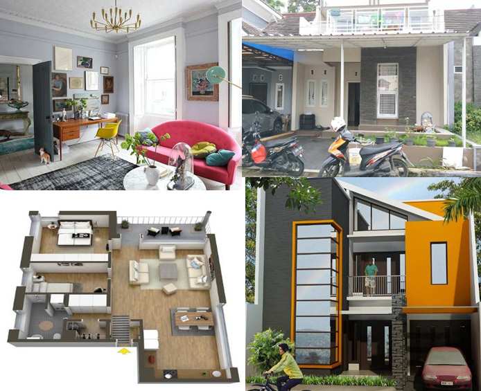 Bagian Depan rumah dengan batu alam konsep minimalis