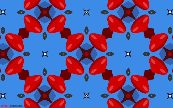 Blauw rode abstracte achtergrond met 3D figuren