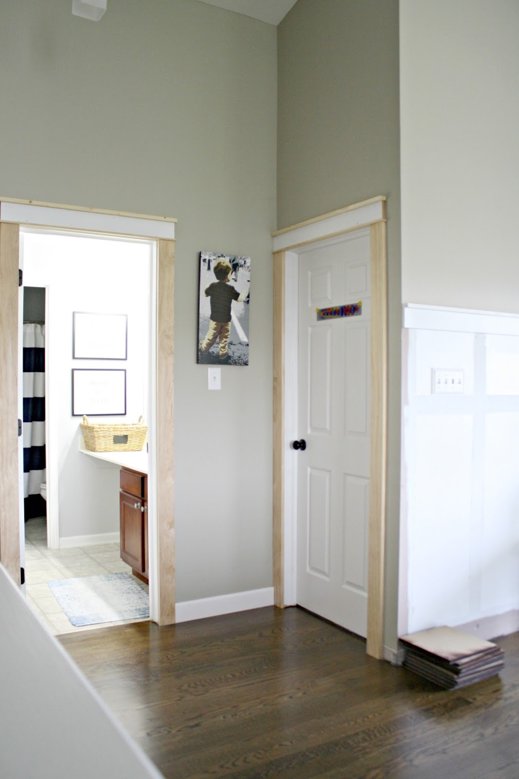 Hardwoods In The Loft And Adding Farmhouse Door Trim From Thrifty
