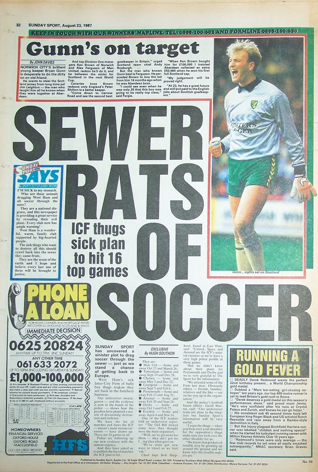 Sunday Sport Newspaper 23rd August 1987