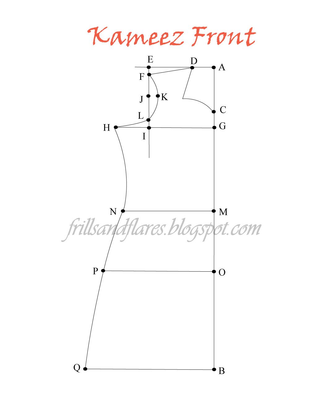 Frills and Flares: Kameez Pattern Draft