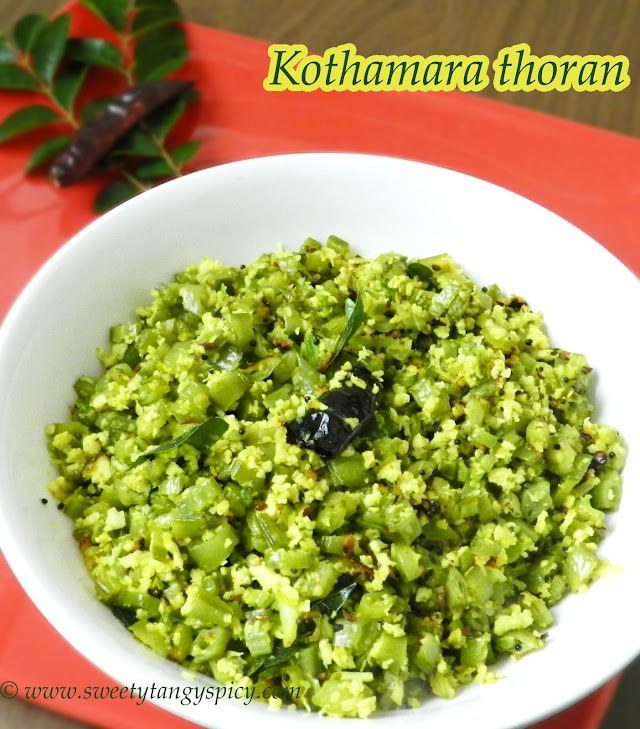 Kerala style kothamara thoran / Gour beans (cluster beans) stir fry 