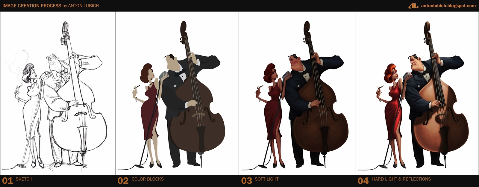 Anton Lubich Art Blog: Cabaret characters (rendering process)