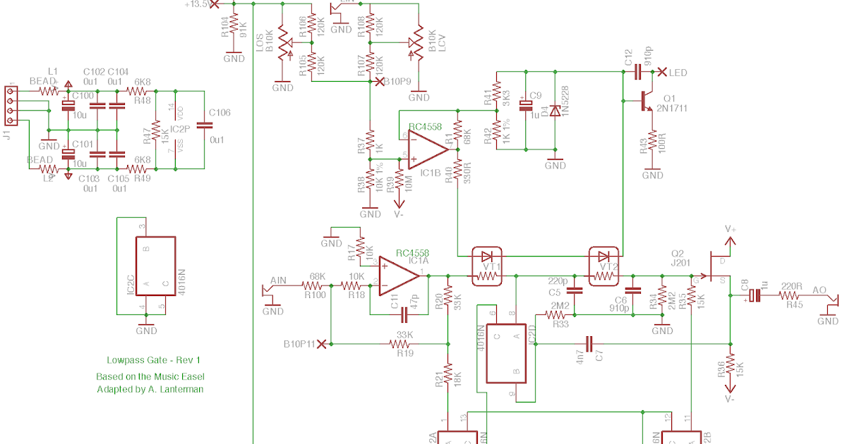 Lantertronics: Adaptation of the Low Pass Gate from the Music Easel