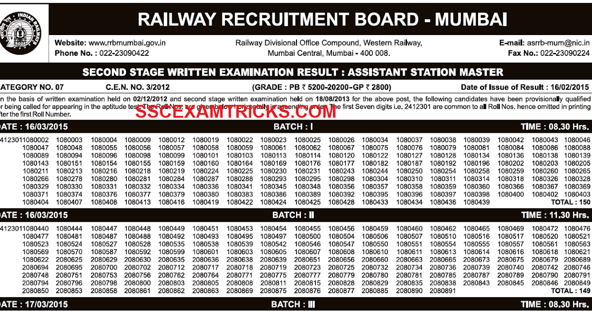 sscexamtricks-rrb-asm-second-stage-exam-2013-result-released-download-rrb-mumbai-2015