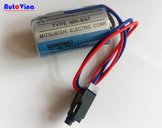 Pin nuôi nguồn bộ nhớ PLC Mitsubishi MR-BAT, batteryPLC Mitsubishi, PLC báo lỗi BAT.LOW, PLC báo hết Pin