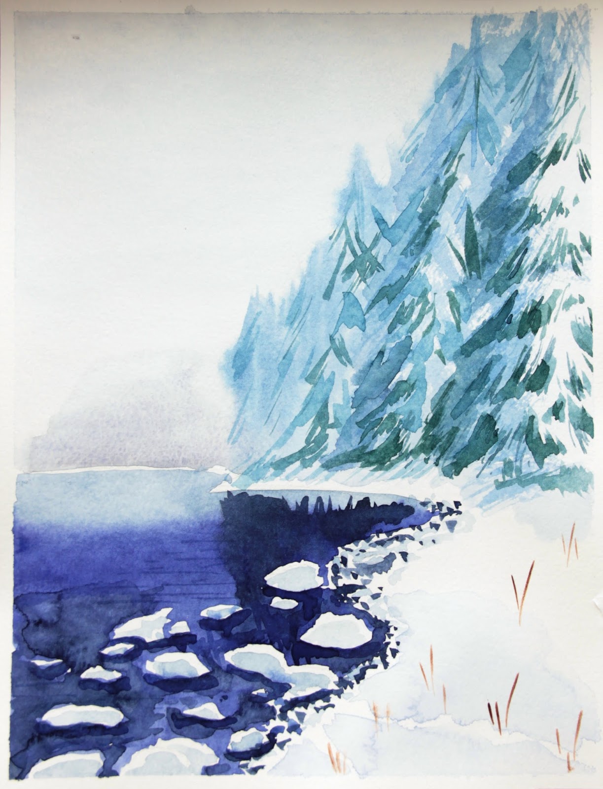 зимний пейзаж гуашью. зима рисунок акварелью. зима акварелью поэтапно. зимн й пейзаж акварелью. зима акварель.