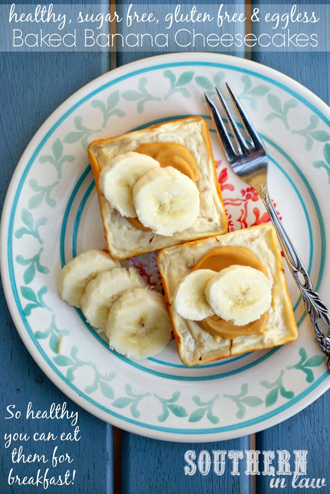 Healthy Baked Banana Cheesecakes Recipe - Breakfast Cheesecakes - Gluten free, sugar free, egg free, eggless