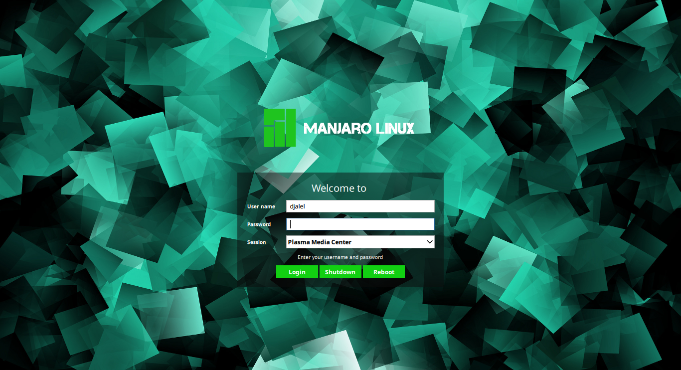 a screenshot of Manjaro Linux Elegant SDDM Theme
