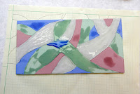 Painted glass set aside to dry Painted glass set aside to dry