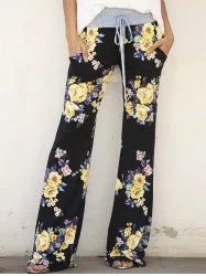 floral wide leg pants