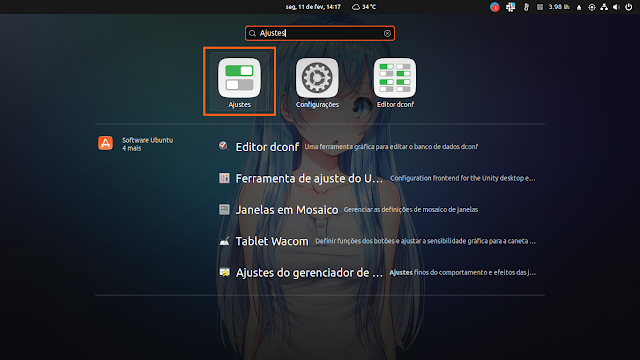 Abrir Gnome Ajustes executar-gnome-ajustes