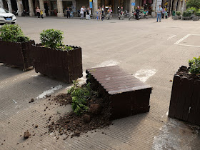 a knocked-over planter