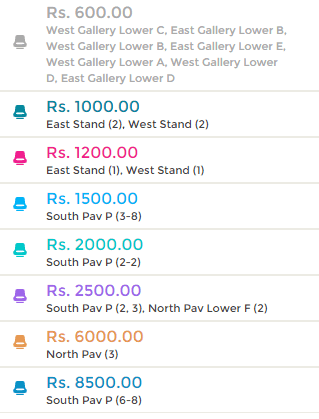 Holkar Stadium, Indore IPL 2017 Tickets Price List
