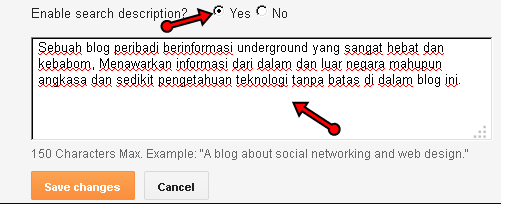 Cara aktifkan search description di blog blogspot 