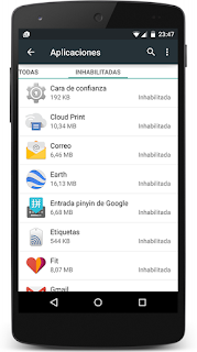 Aplicaciones que se pueden inhabilitar