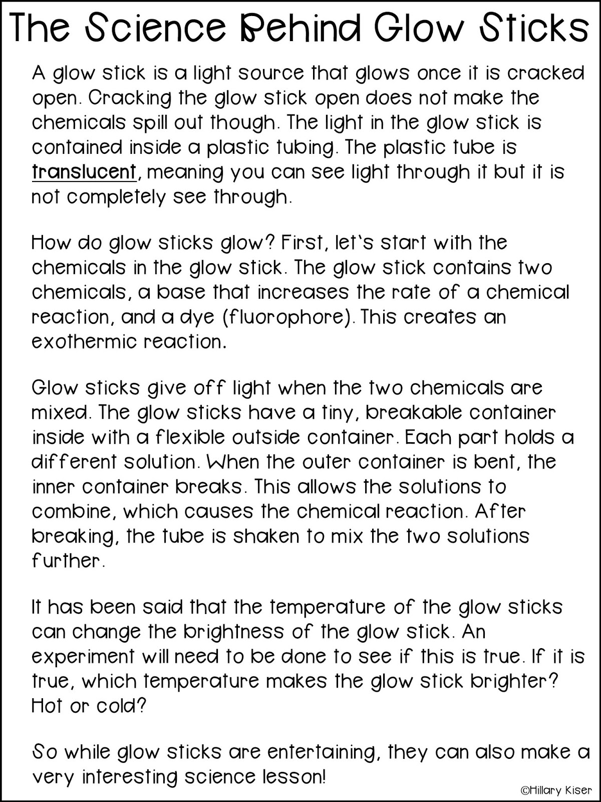 The Science Behind Glow Sticks Hillary's Teaching Adventures