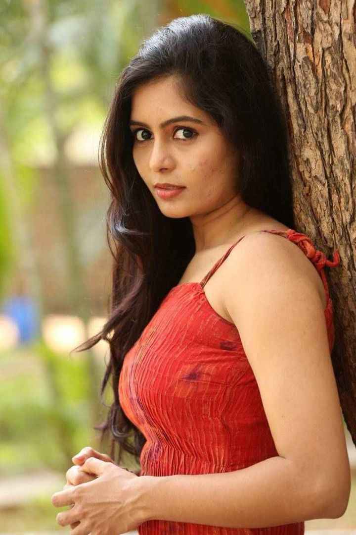 Beautiful Telugu Girl Madhumitha Long Hair In Mini Red Dress CineHub