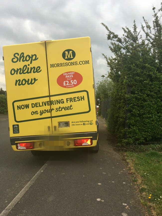 Our-weekly-journal-shopping-and-ants-Morrisons-delivery-van-parked-on-pavement