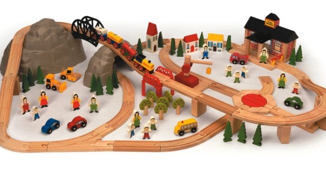 Contract grafiek gebonden BigJigs houten trein en treinbaan - Aanbiedingen Speelgoed