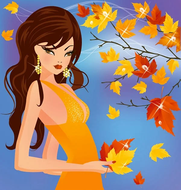 Mujer de otoño - vector