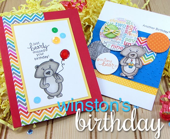 Winstons Birthday stamp set by Newton's Nook Designs - bear birthday cards