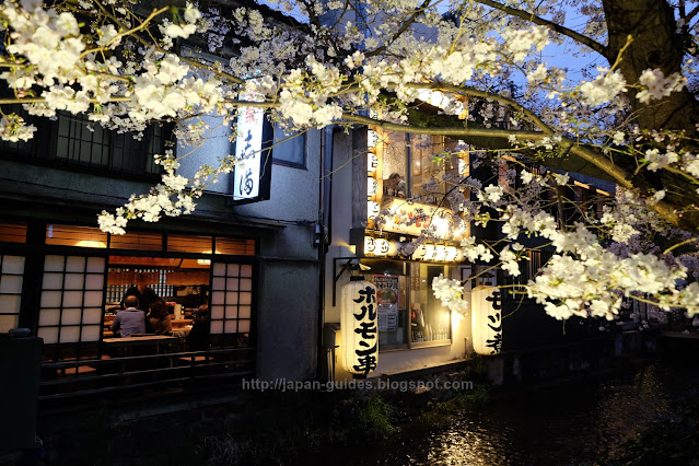 คลอง Takase-gawa Kyoto sakura light up