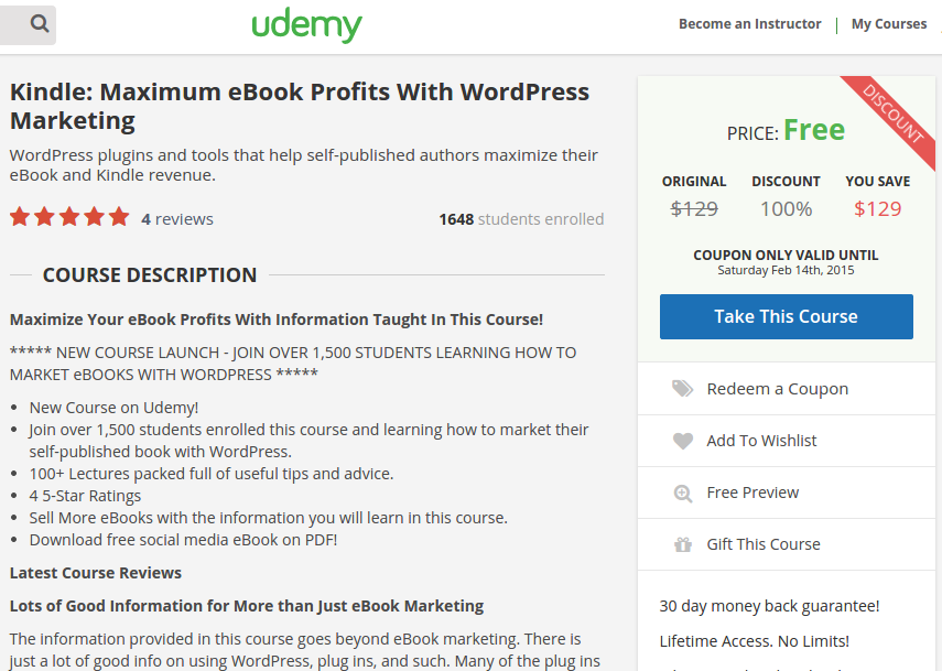 100 Free Coupon Codes [UDEMY FREE COURSE COUPON] Kindle Maximum