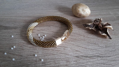 Bead Crochet bracelet gold-silver