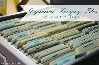 Organizing Folders with Washi Tape