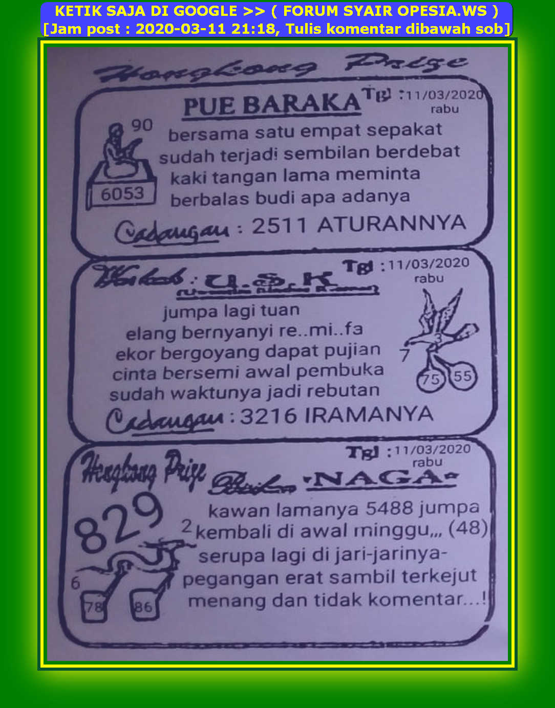 1 New Message Kode Syair Hongkong 11 Maret 2020 Forum Syair Togel Hongkong Singapura Sydney