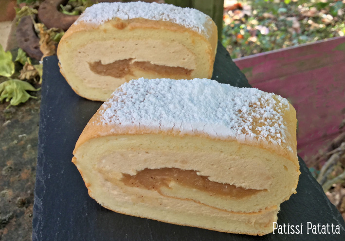 patissi patatta: Roulé Japonais aux pommes épicées et mousse au caramel
