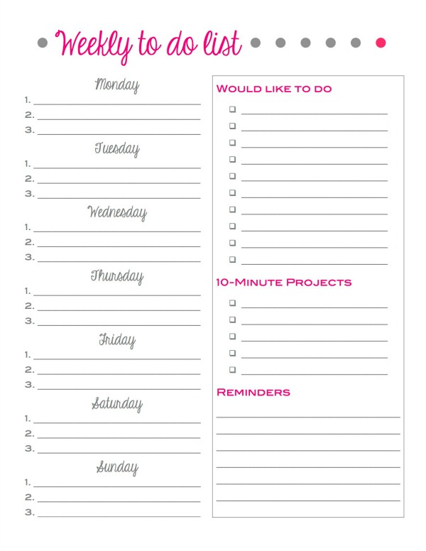Laura's Plans: Get organized with a weekly to do list