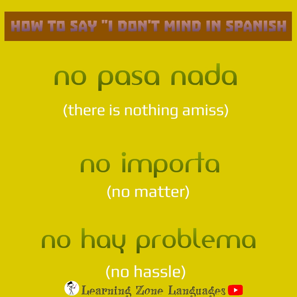 Learning Zone Languages How to say "I don't mind" in Spanish