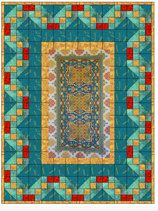 I Quilt, Therefore I Am Quilt 86 Robert Kaufman "Trieste" panel (jewel tones)