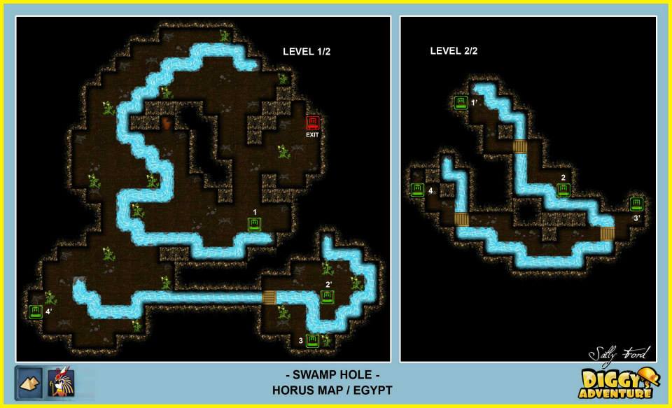 Diggy's Adventure Walkthrough: Horus Egypt Quests / Swamp Hole - Levels 1 and 2
