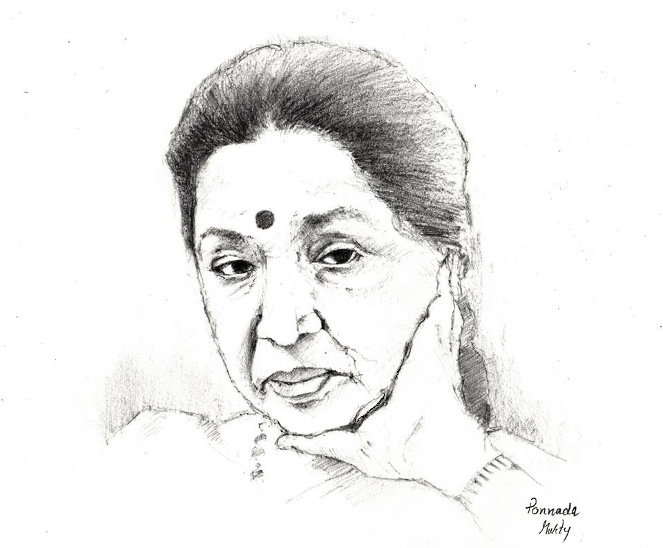 Asha Bhosle Pencil on paper  Portrait Sketches Male sketch
