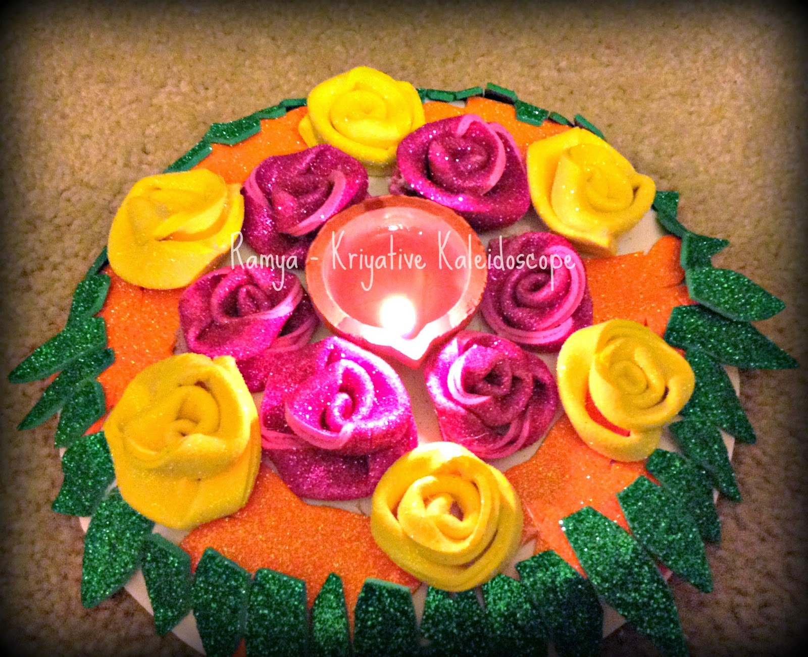 DIYA PLATTER USING GLITTER FOAM SHEETS KRIYATIVE KALEIDOSCOPE