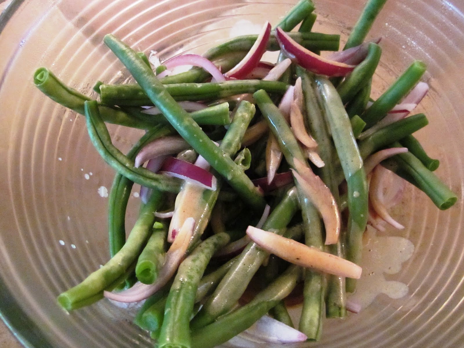 Heather's Healthy Journey Green Beans and Red Onion with Warm Mustard Vinaigrette